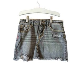 Lucky Brand Sofia Mini Girl's Black Washed Denim Skirt Distressed Size 14, T32